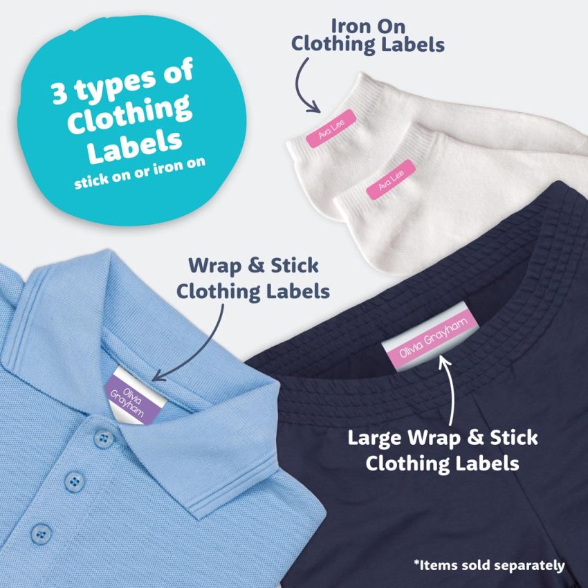 Large Wrap & Stick Clothing Name Labels product preview image