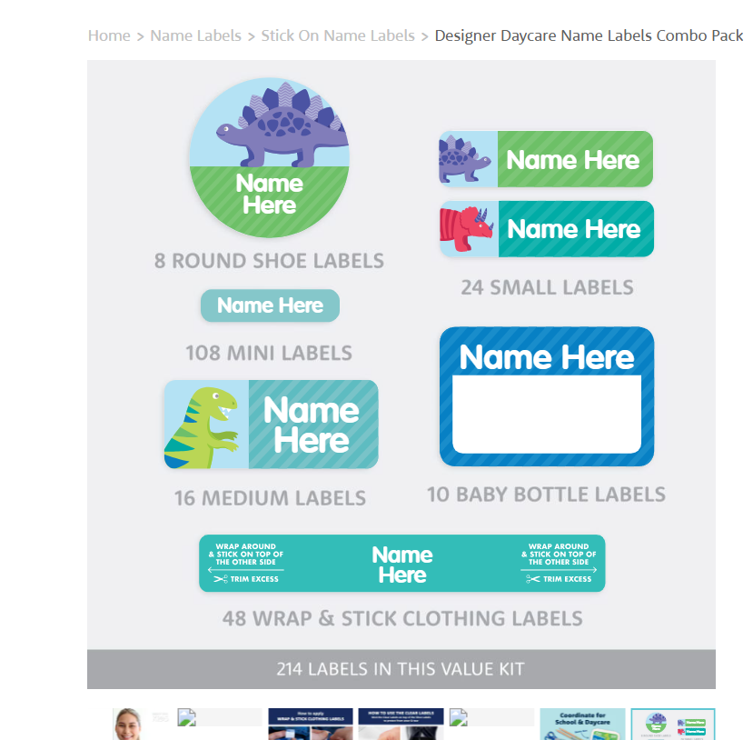 Designer Daycare Name Labels Combo Pack product preview image