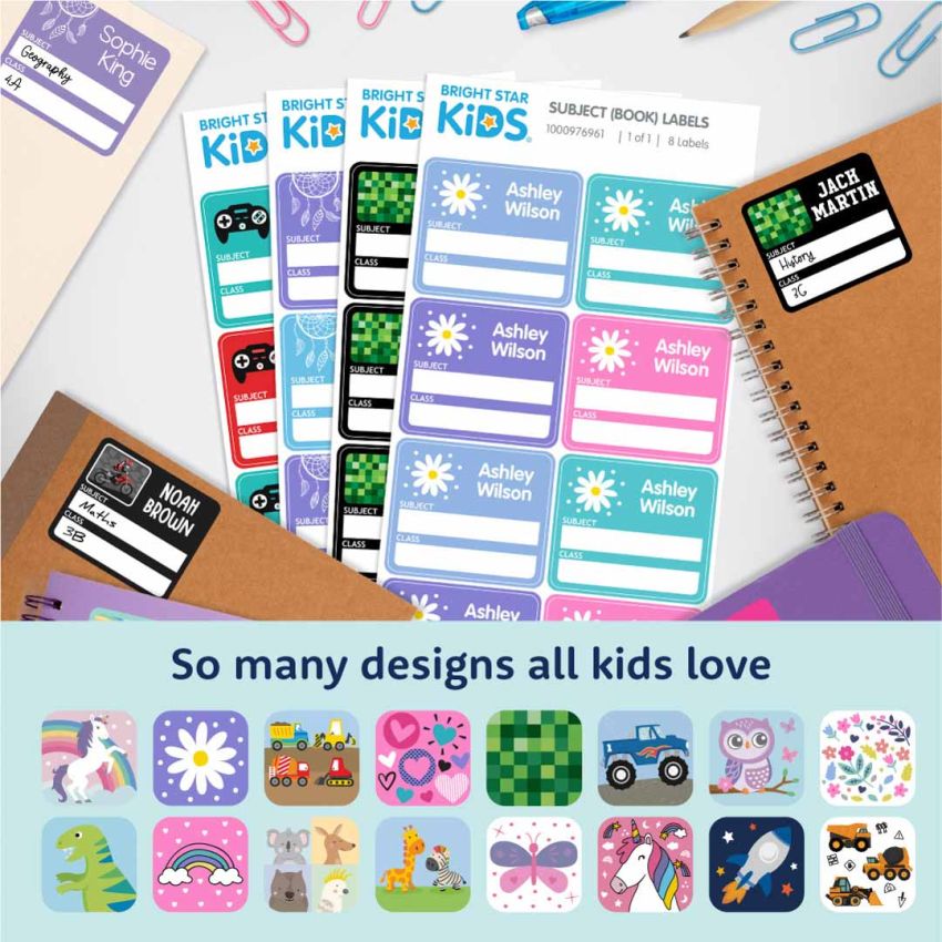 Designer Subject (Book) Stick On Name Labels gallery image №1
