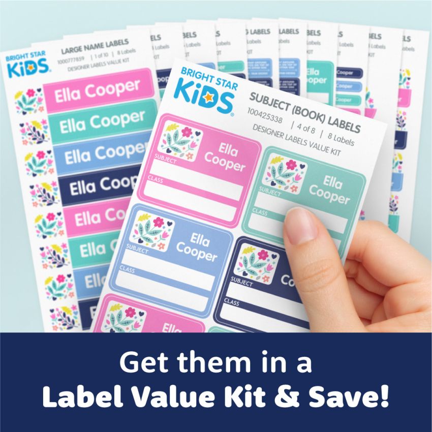 Designer Subject (Book) Stick On Name Labels product preview image