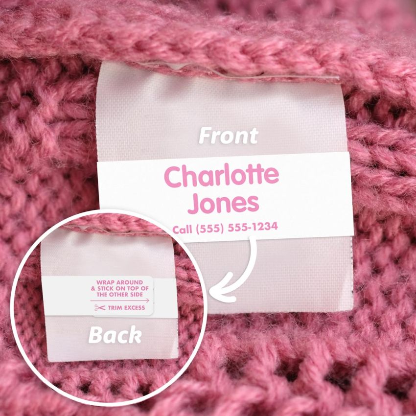 White Wrap & Stick Clothing Name Labels product preview image