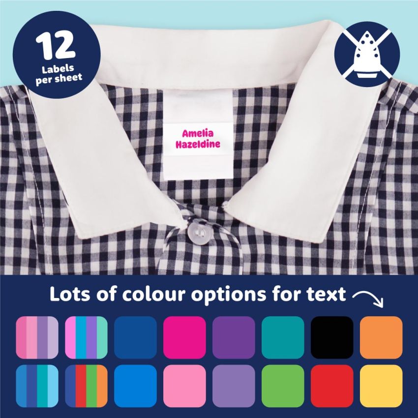 White Wrap & Stick Clothing Name Labels product preview image